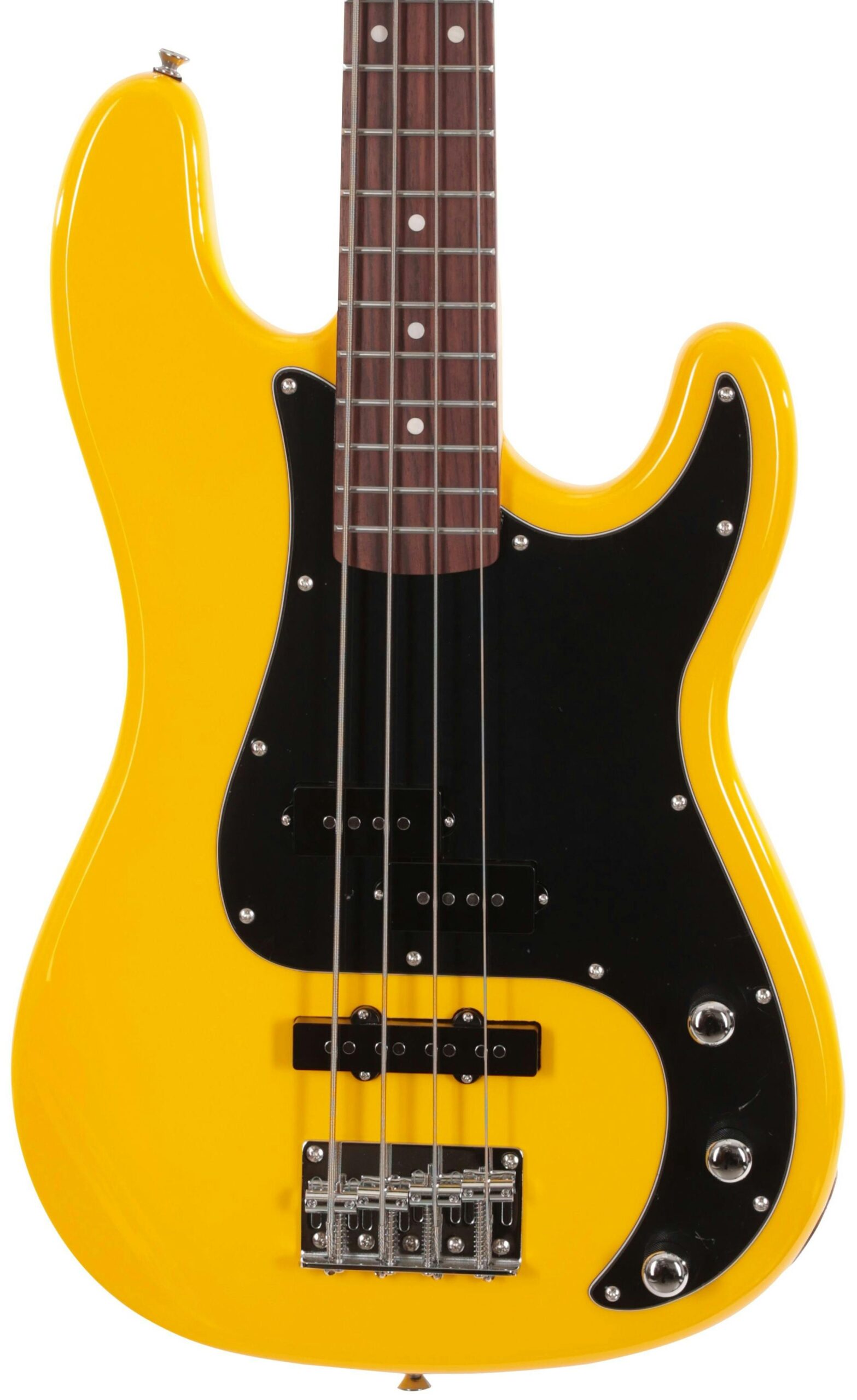 EastCoast PJ4 Electric Bass Guitar in Yellow Black Guard Rosewood Fretboard