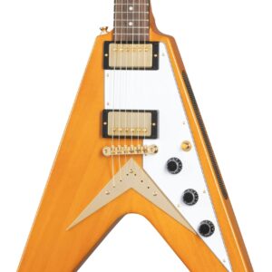 Epiphone 1958 Korina Flying V Electric Guitar in Aged Natural with White Pickguard