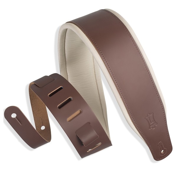 Levys Amped Top Grain Leather Padded 3 inch - Dark Brown on Cream