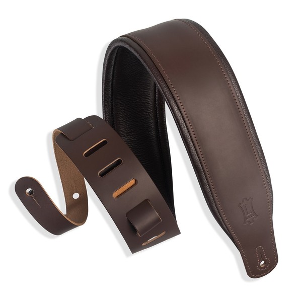 Levy's M26PD-DBR 3" Top Grain Leather Strap, Bark Brown on Dark Brown