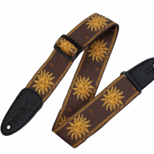 Levys Sun Motif Weave with Leather Backing - Yellow on Brown