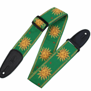 Levys Sun Motif Weave w Leather Backing - Yellow on Green