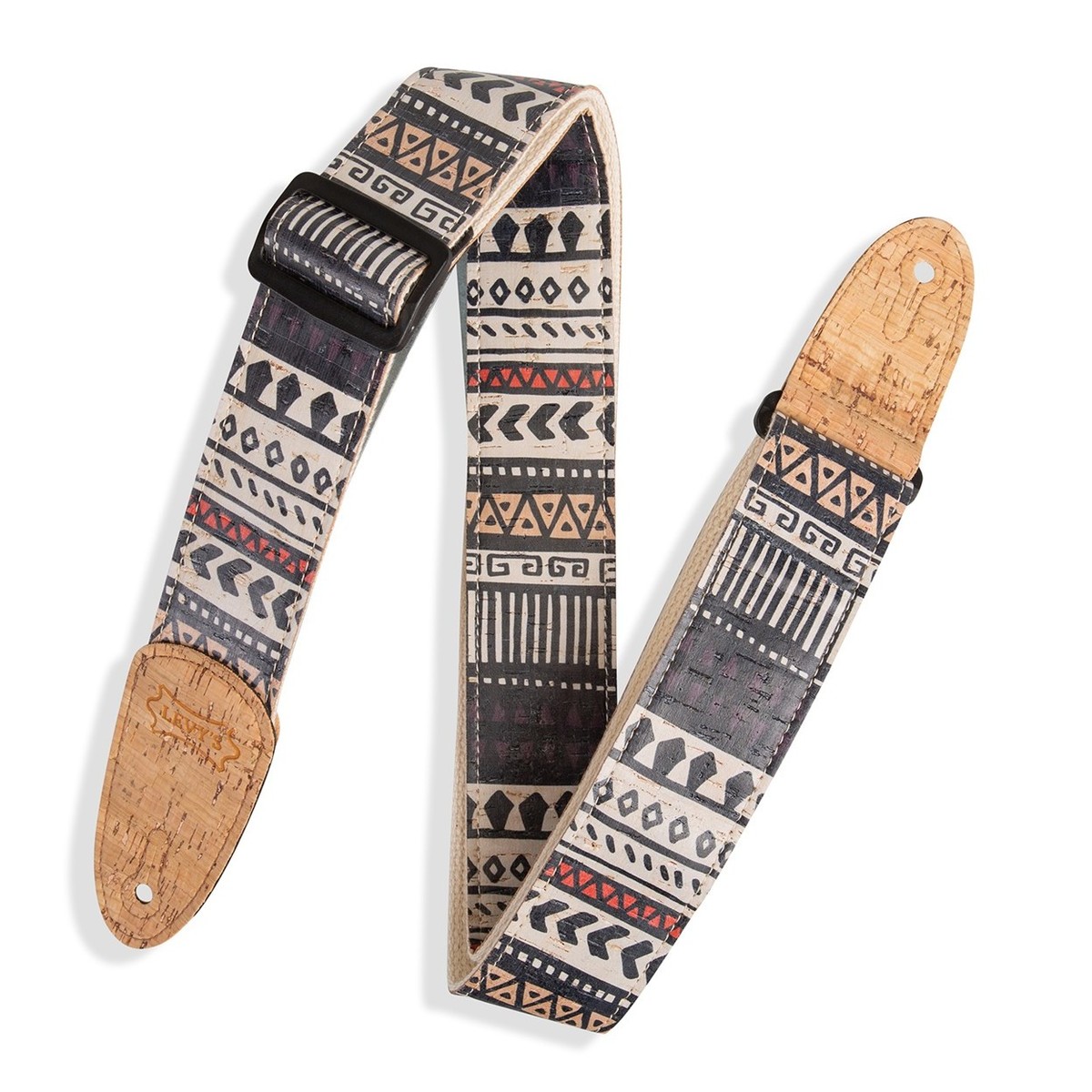 Levy Natural Cork on Natural Cotton Strap w/ Cork ends Zanzibar Print