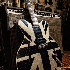 Rock N Roll Relics Signature Adam Slack Lightning in Union Jack Black and Silver