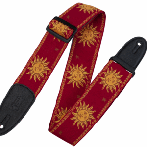 Levys Sun Motif Weave with Leather Backing - Yellow on Red