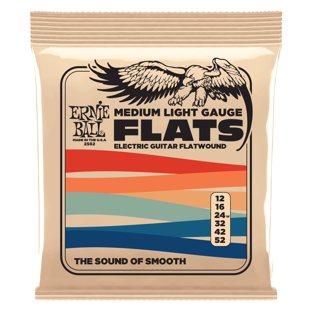 Ernie Ball Medium Light Flatwound Electric Guitar Strings 12-52