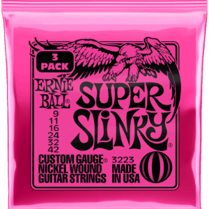Ernie Ball Super Slinky Guitar Strings Pack of 3