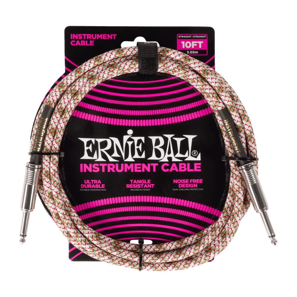 Ernie Ball Braided Instrument Cable Straight/Straight 10ft in Emerald Argyle