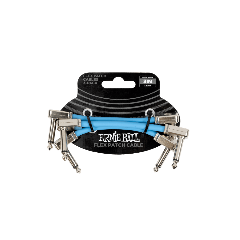 Ernie Ball 3IN Flex Patch Cable - Blue - 3-Pack