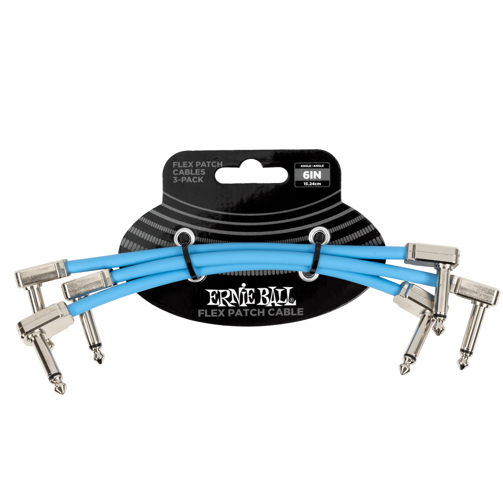 Ernie Ball 6IN Flex Patch Cable - Blue - 3-PACK