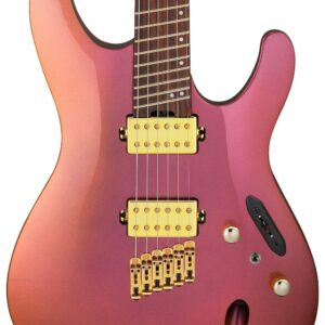 Ibanez SML721-RGC Axe Design Lab Multiscale Electric Guitar in Rose Gold Chameleon with Slanted Frets
