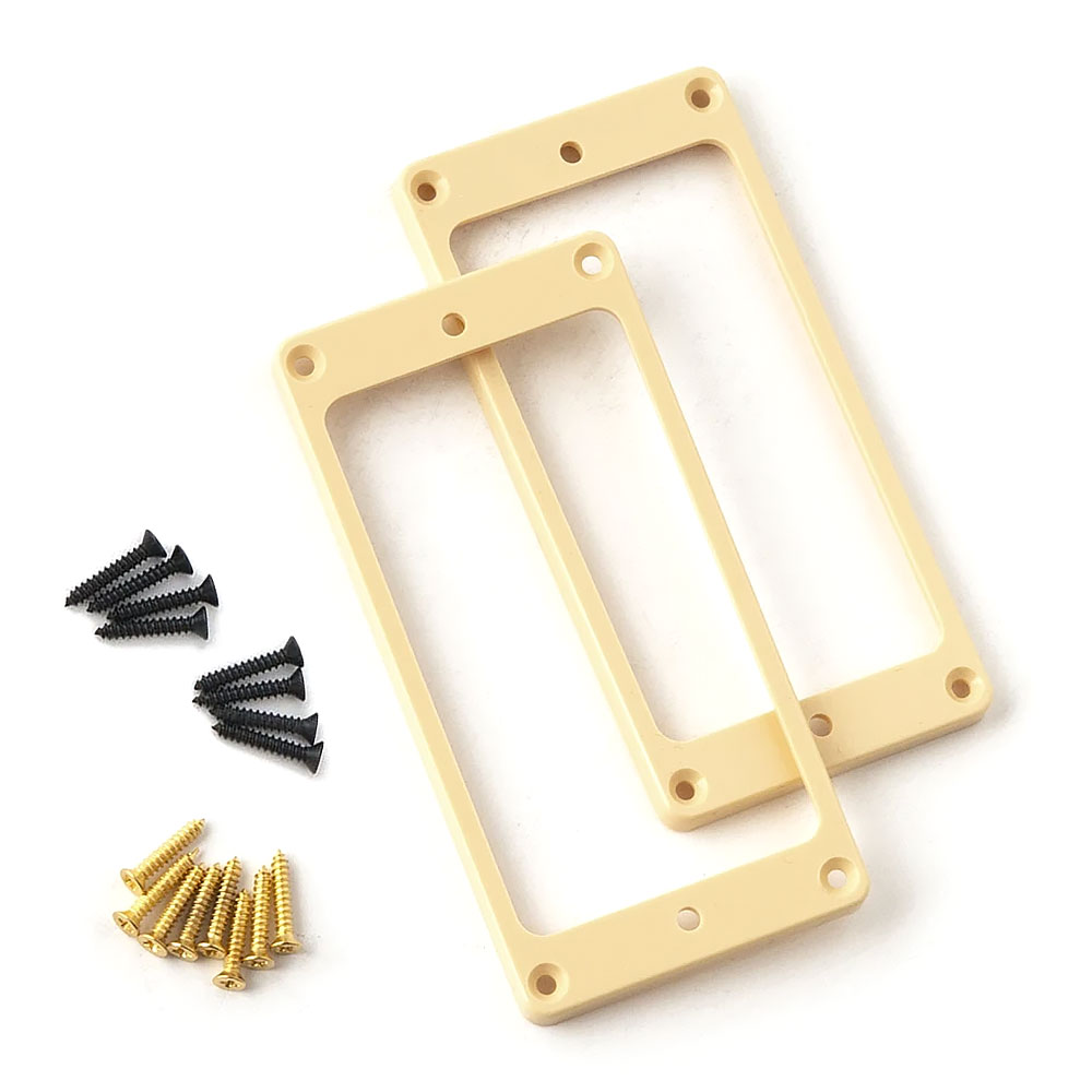 PRS USA Humbucker Cream Pickup Rings (Pair) Straight Edges For Trem Core Guitars