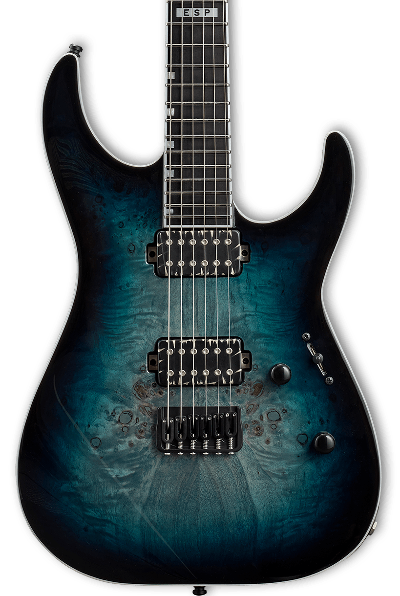 ESP E-II M-II HT Electric Guitar in Mercury Blue Burst