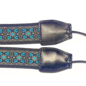 Stagg Woven Nylon Neck Strap for Ukulele w/ Sound-Hole Hook in Blue Flower Pattern