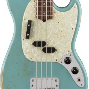 Fender Justin Meldal-Johnsen JMJ Road Worn Mustang Bass Guitar in Faded Daphne Blue