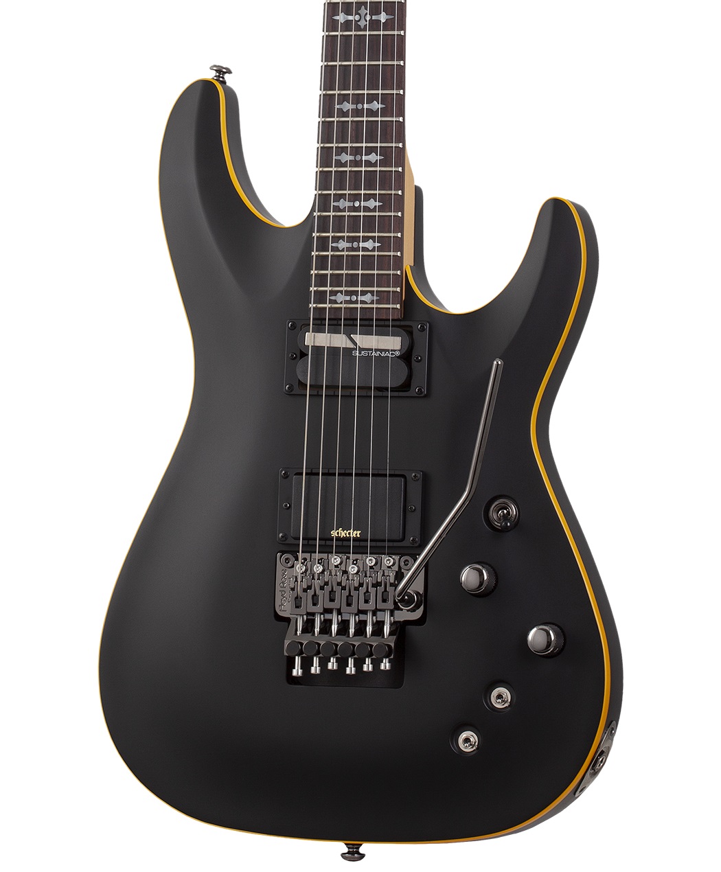Schecter Demon 6 FR S Electric Guitar in Aged Black Satin with Floyd Rose