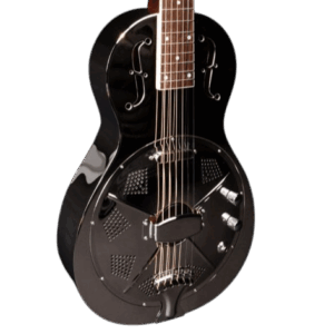 B Stock : Johnson 960E Parlor Metal Body Resonator Guitar In Polished Nickel With Pickup