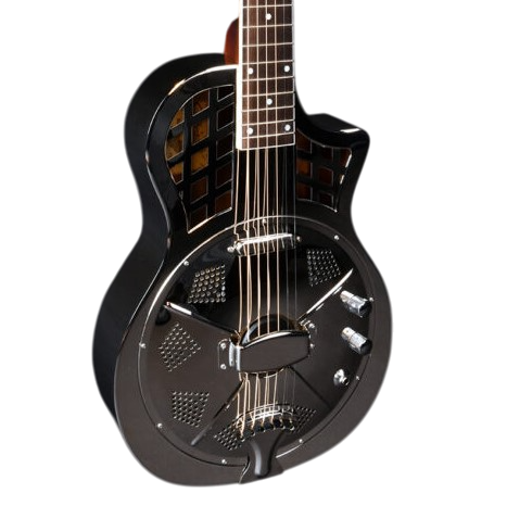 B Stock: Johnson 994E Metal Body Cutaway Polished Nickel Resonator w Pickup 003