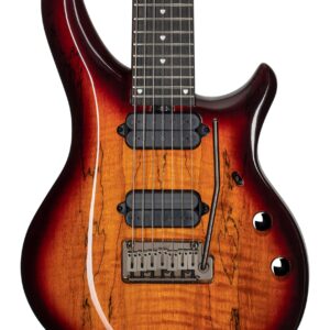 Sterling by Music Man Majesty MAJ270X 7-String Electric Guitar in Spalted Maple Blood Orange Burst