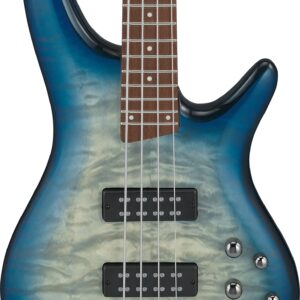 Ibanez SR400EQM-SCB SR Series 4-String Bass Guitar Quilted Maple in Stained Cosmic Blue Starburst