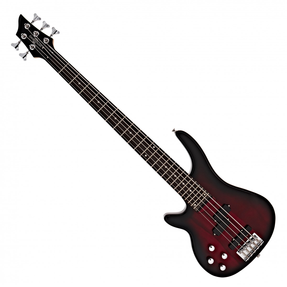 Chicago 5 String Left Handed Bass Guitar Trans Red