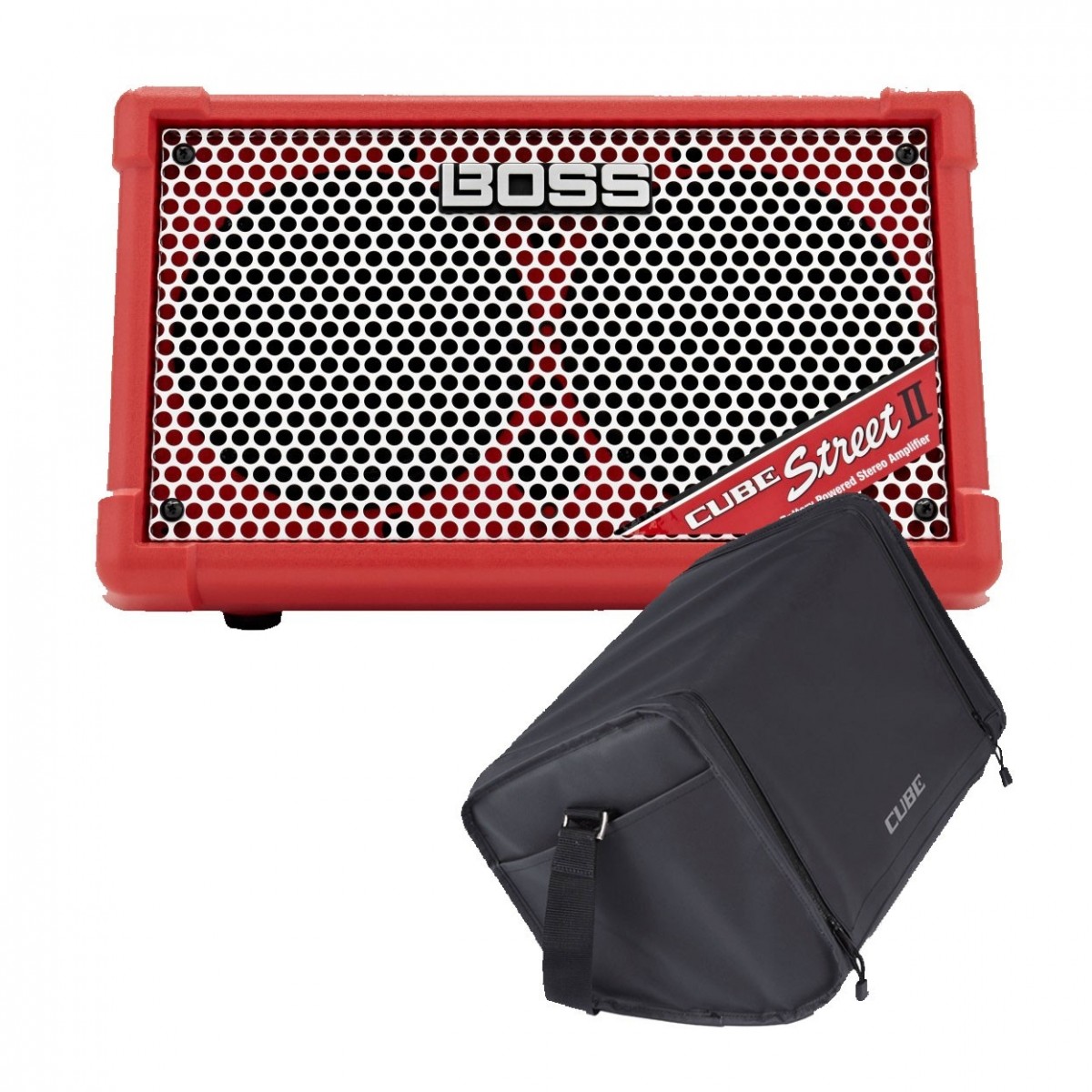 Boss Cube Street 2 Battery Powered Amp Red with Carrying Case