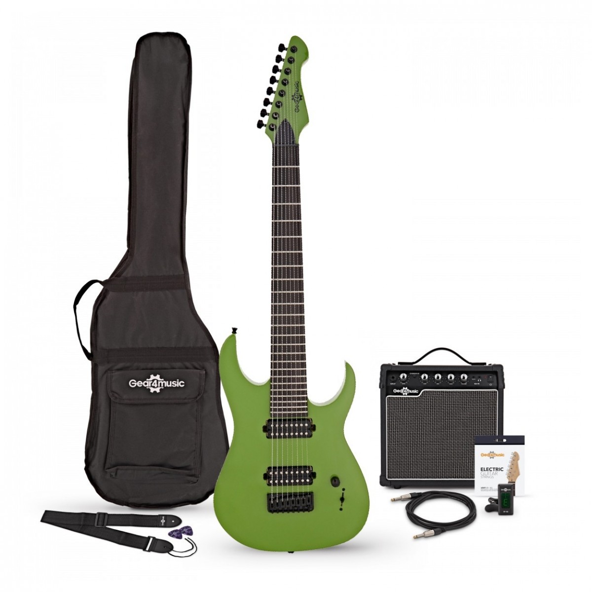 Harlem S 8-String Electric Guitar + 15W Amp Pack Slime Green