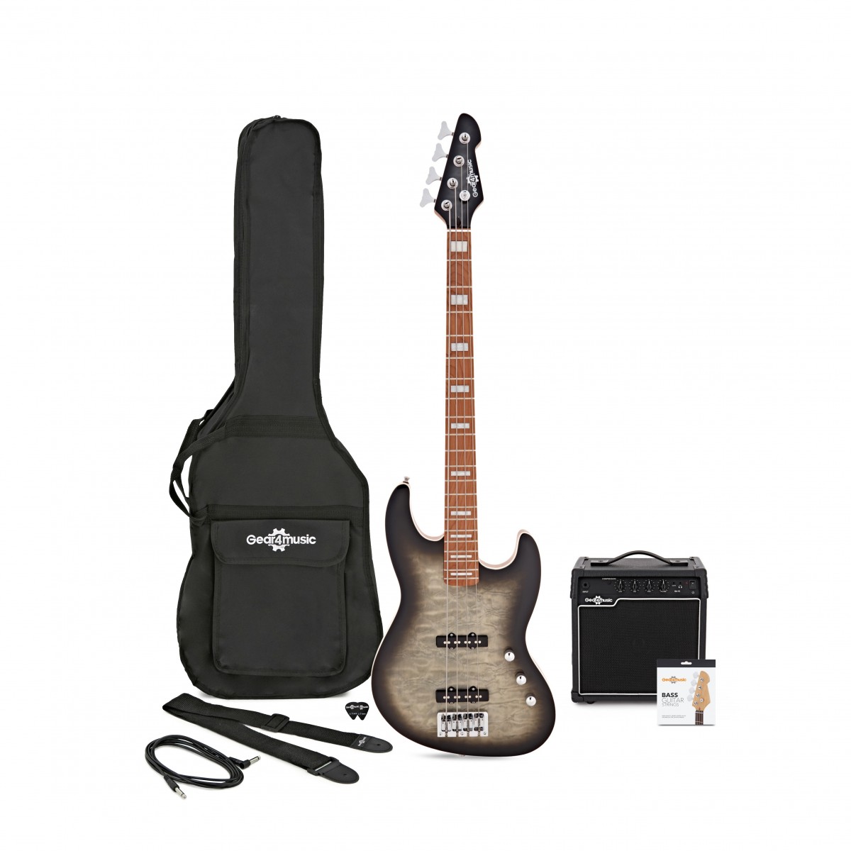 LA II Select Bass Guitar Black Burst 15W Bass Amp Pack