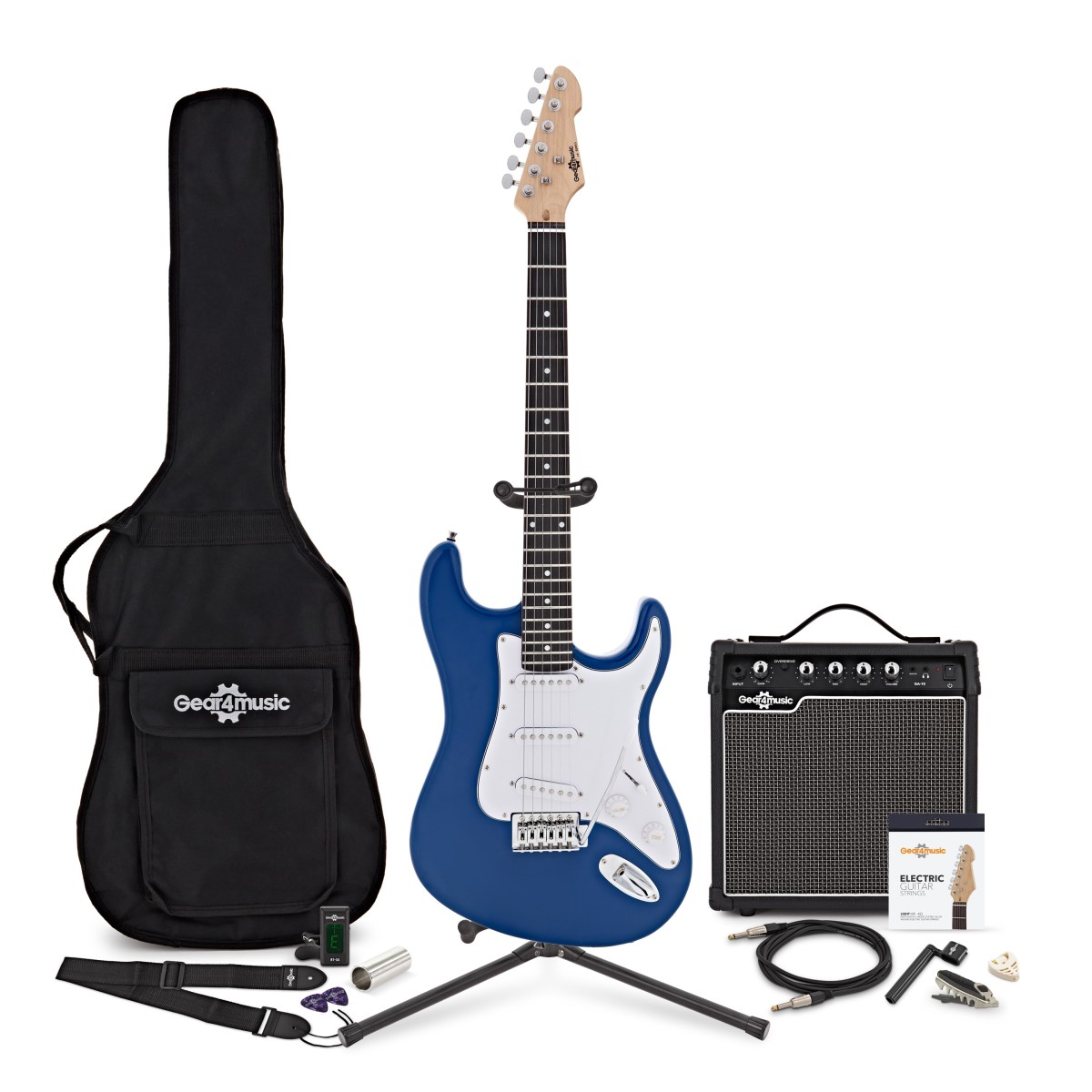 LA Electric Guitar Blue 15W Guitar Amp Ultimate Accessory Pack
