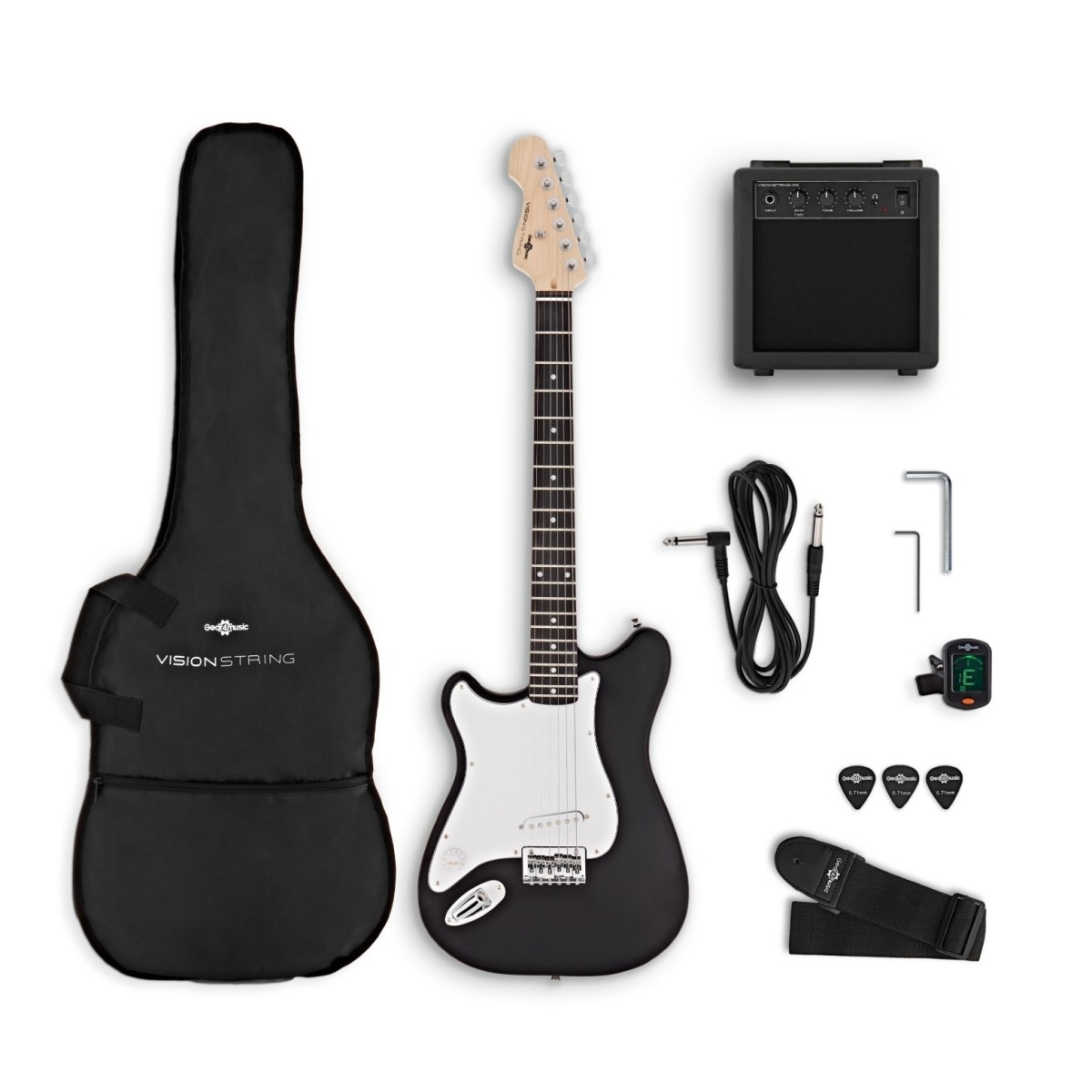 VISIONSTRING Left Handed Electric Guitar Pack Black