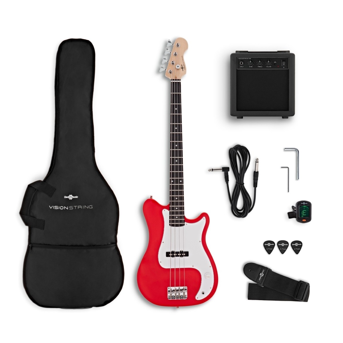 VISIONSTRING Bass Guitar Pack Red