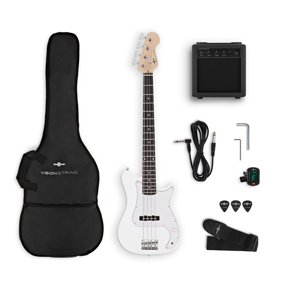 VISIONSTRING 3/4 Bass Guitar Pack White
