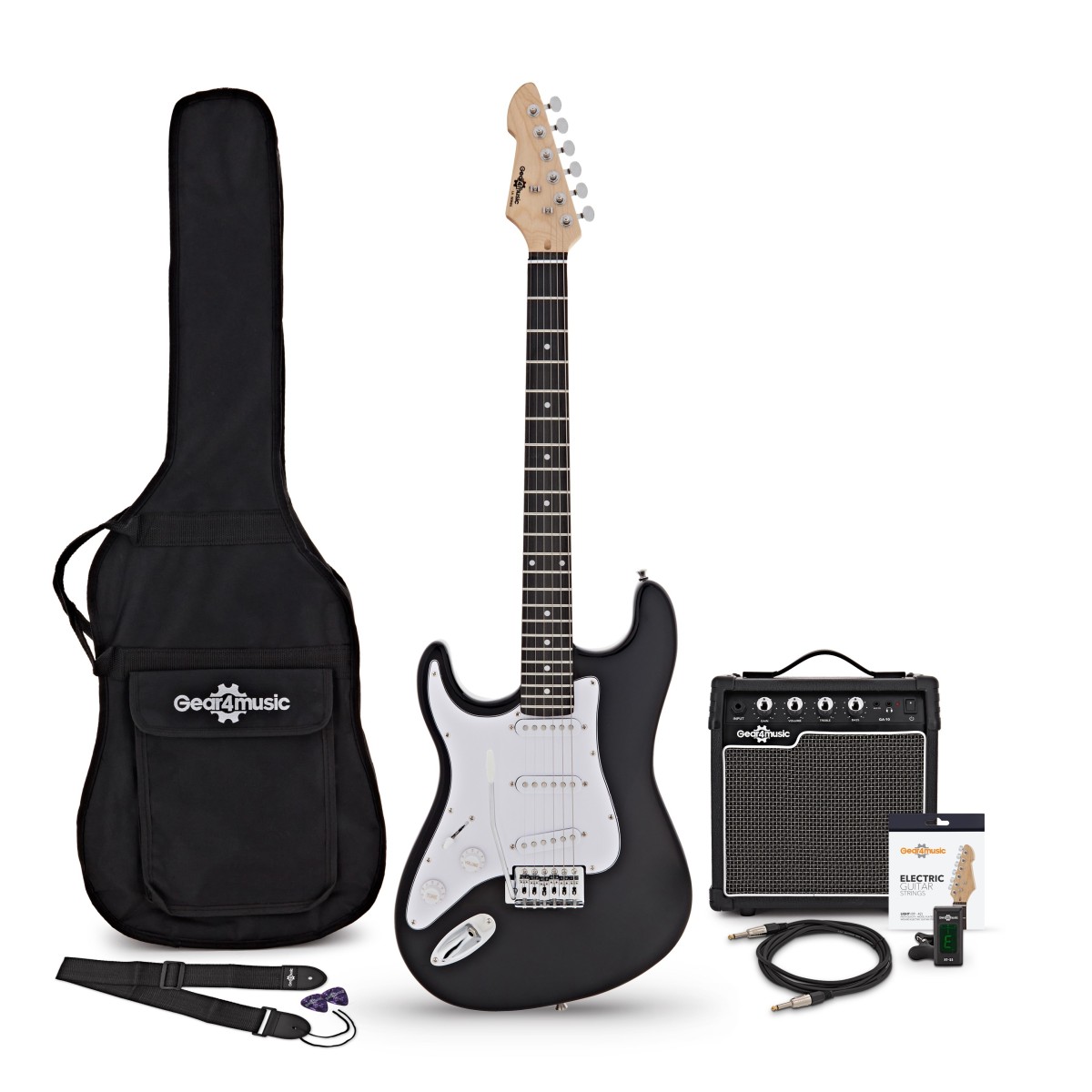LA Left Handed Electric Guitar Black 10W Guitar Amp Accessory Pack