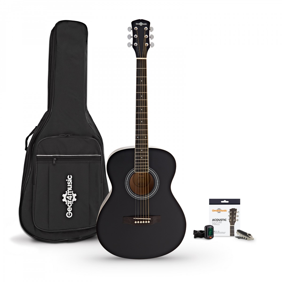 Student Left Handed Acoustic Guitar Accessory Pack Black