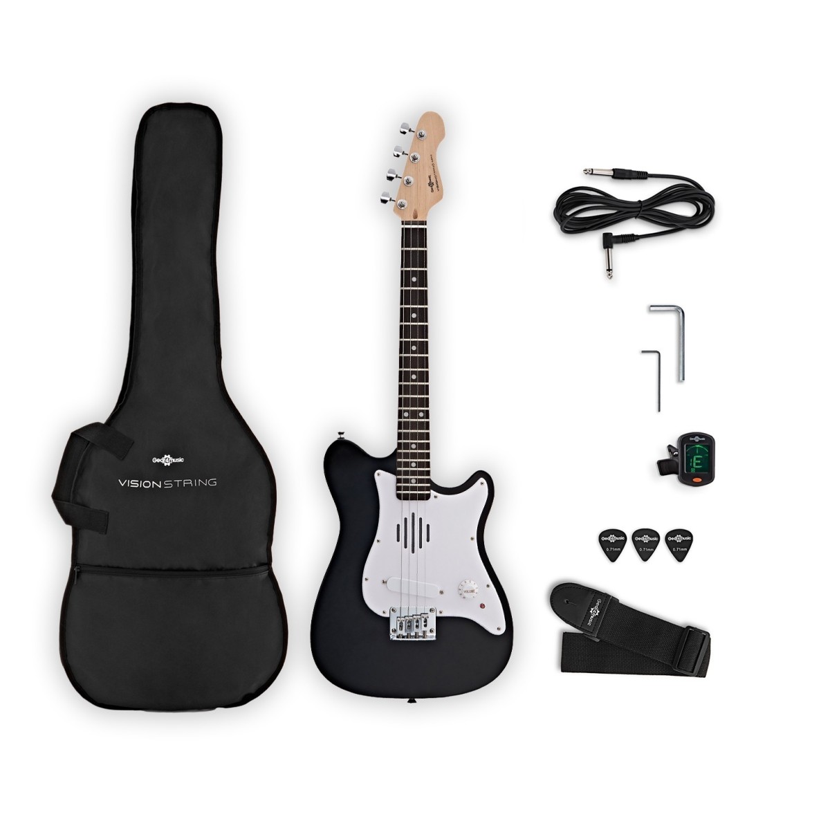 VISIONSTRING Mini Electric Guitar with In-Built Speaker Black