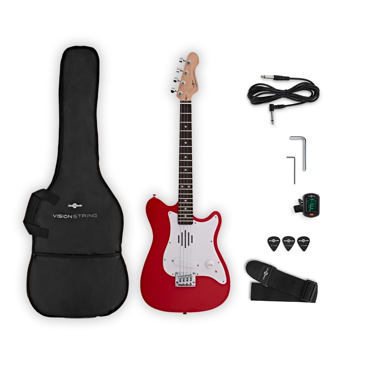 VISIONSTRING Mini Electric Guitar with In-Built Speaker Red