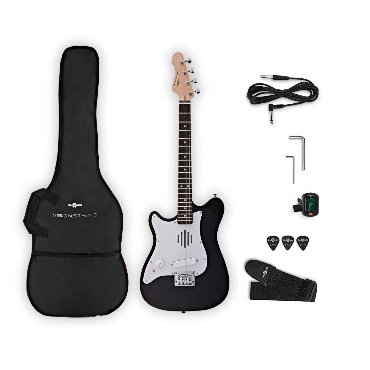 VISIONSTRING Mini Left-Handed Electric Guitar with In-Built Speaker Black