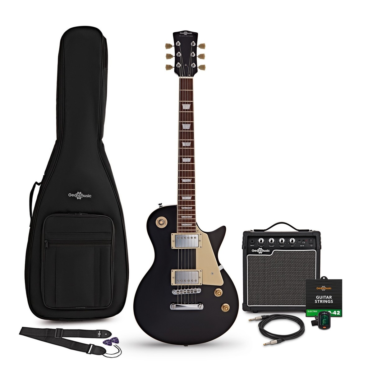 New Jersey Select Electric Guitar Black 10W Guitar Amp Accessory Pack