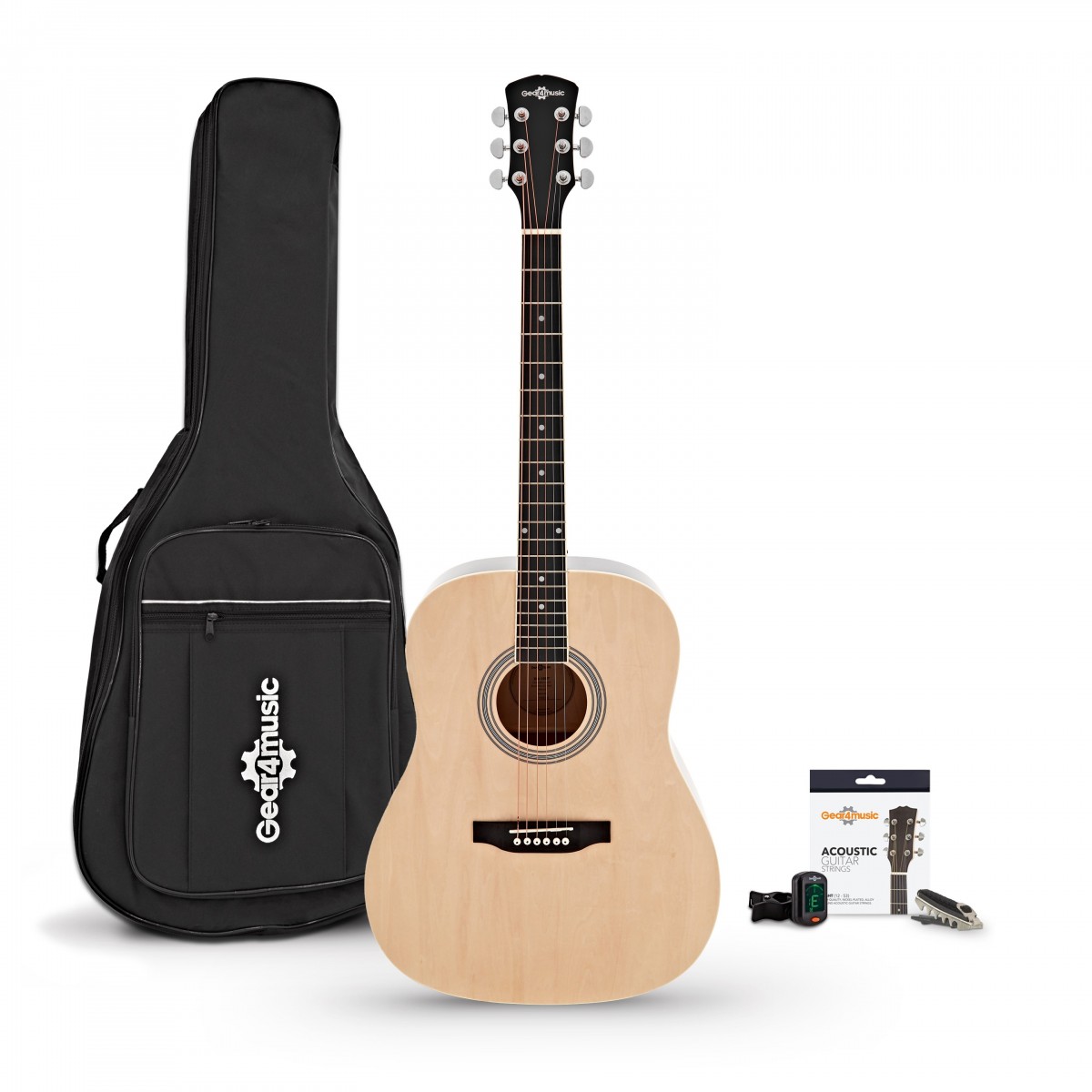 Dreadnought Acoustic Guitar Accessory Pack Natural