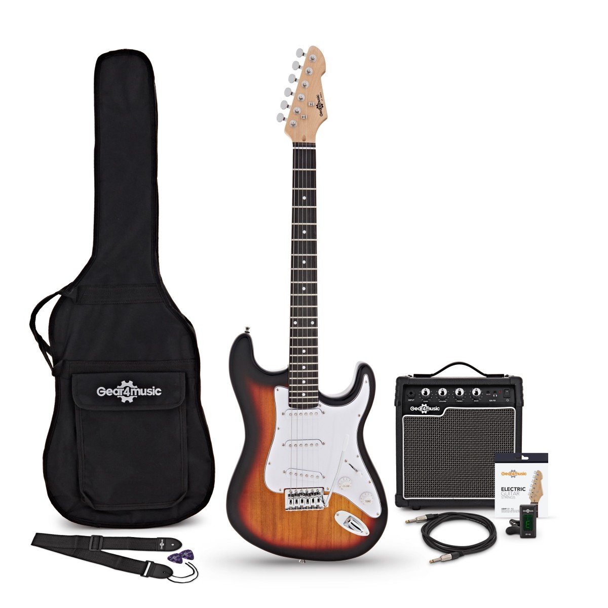 LA Electric Guitar Sunburst 10W Guitar Amp Accessory Pack