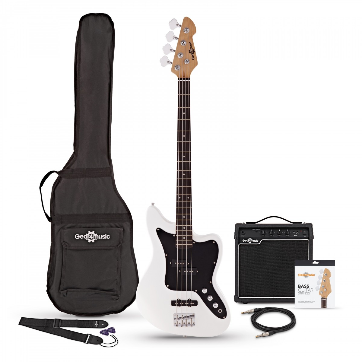 Seattle Bass Guitar + 15W Amp Pack White