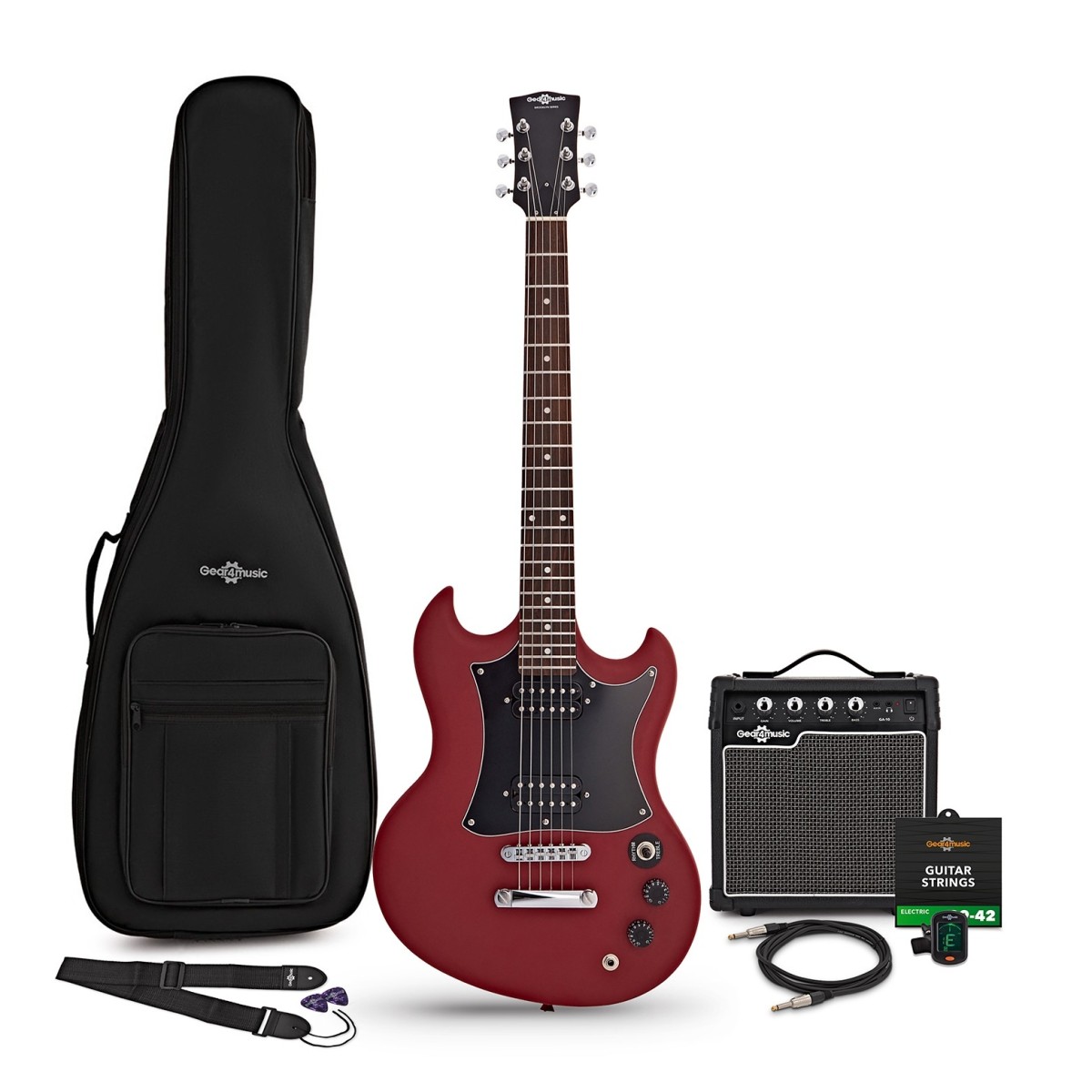 Brooklyn Electric Guitar Red 10W Guitar Amp Accessory Pack