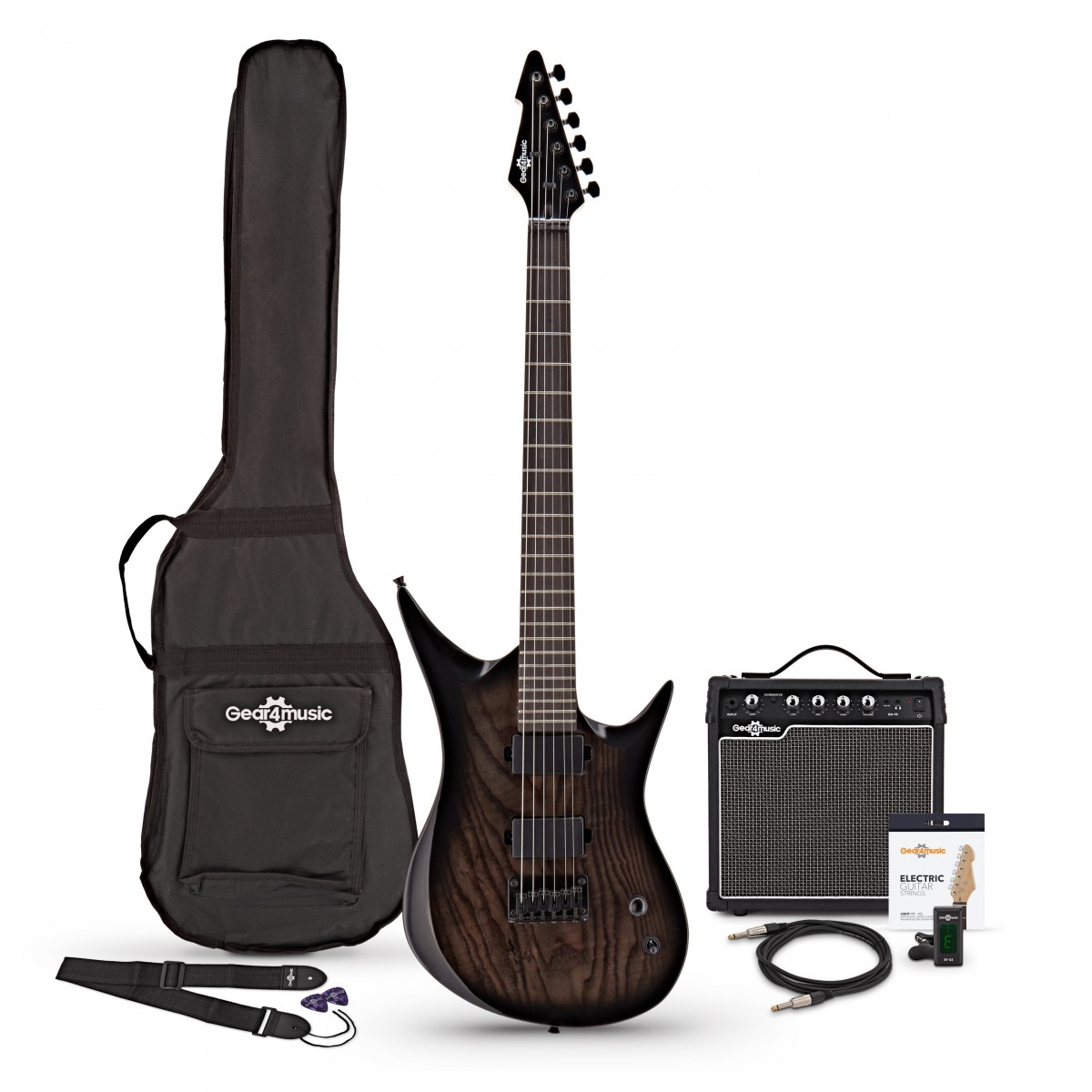Harlem 6 Electric Guitar + 15W Amp Pack Trans Black