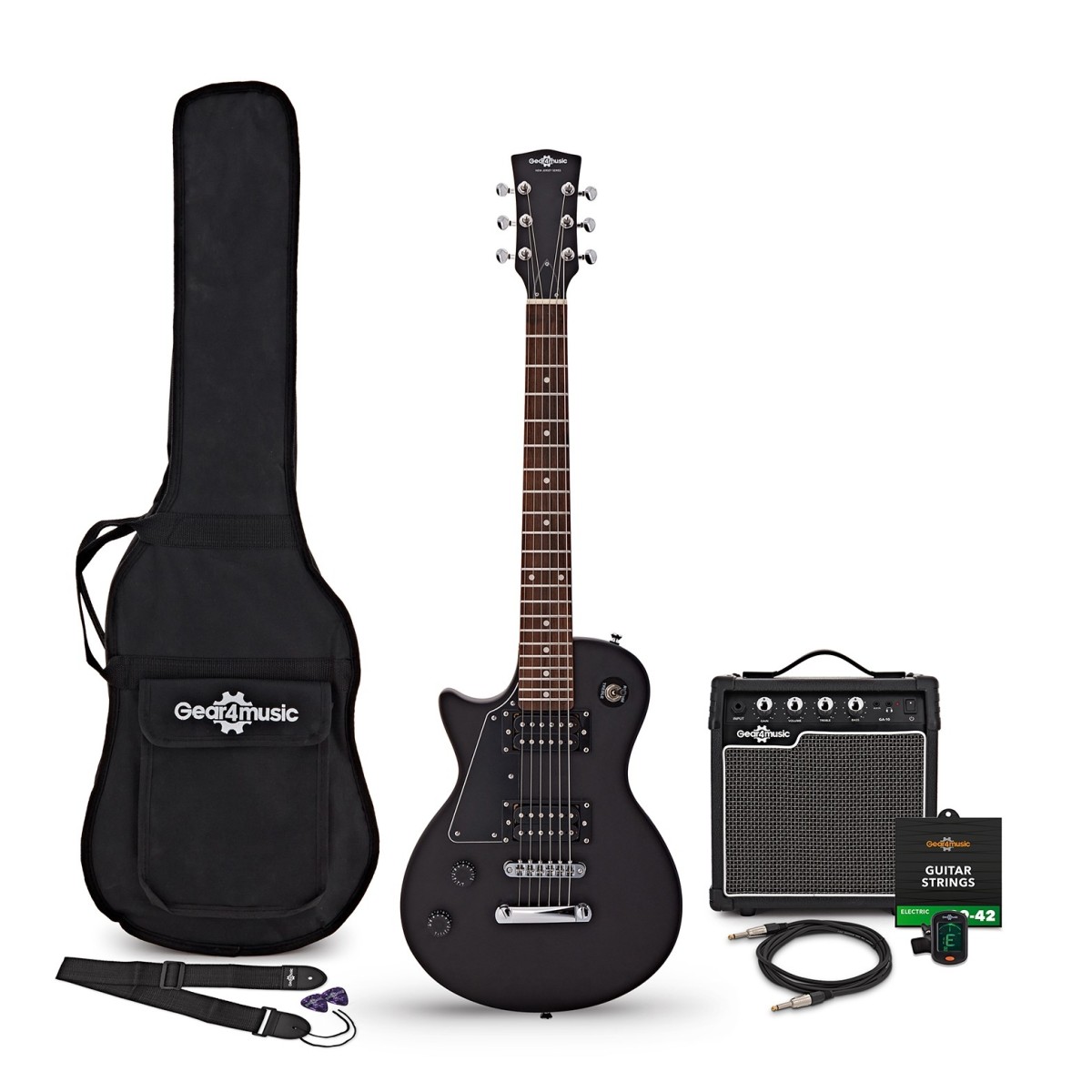 3/4 New Jersey Left Handed Electric Guitar Black 10W Guitar Amp Accessory Pack