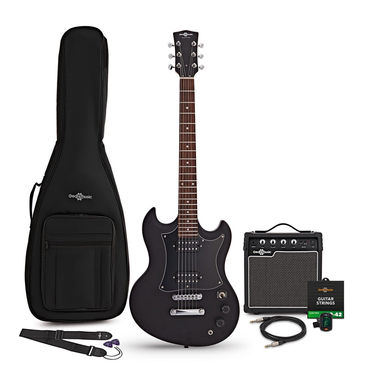 Brooklyn Electric Guitar Black 10W Guitar Amp Accessory Pack