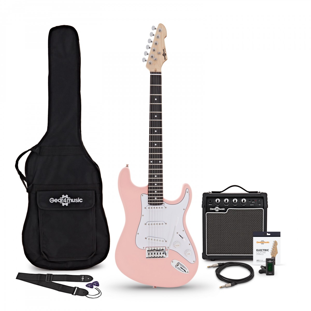 LA Electric Guitar Pink 10W Guitar Amp Accessory Pack