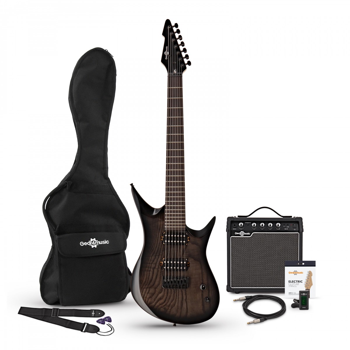 Harlem 7 Electric Guitar + 15W Amp Pack Trans Black