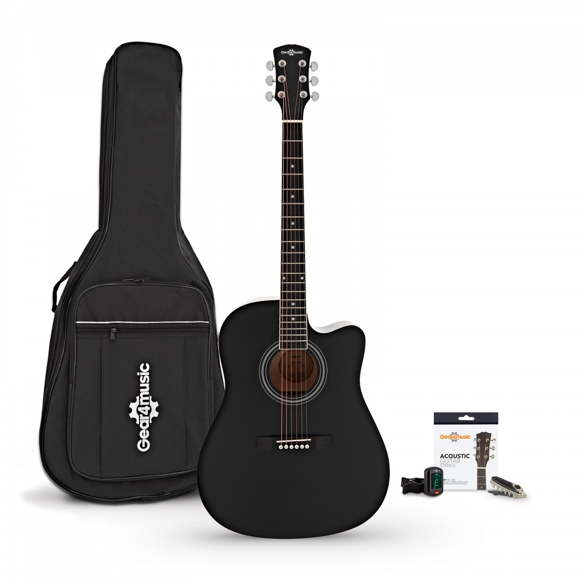 Dreadnought Cutaway Electro Acoustic Guitar Accessory Pack Black