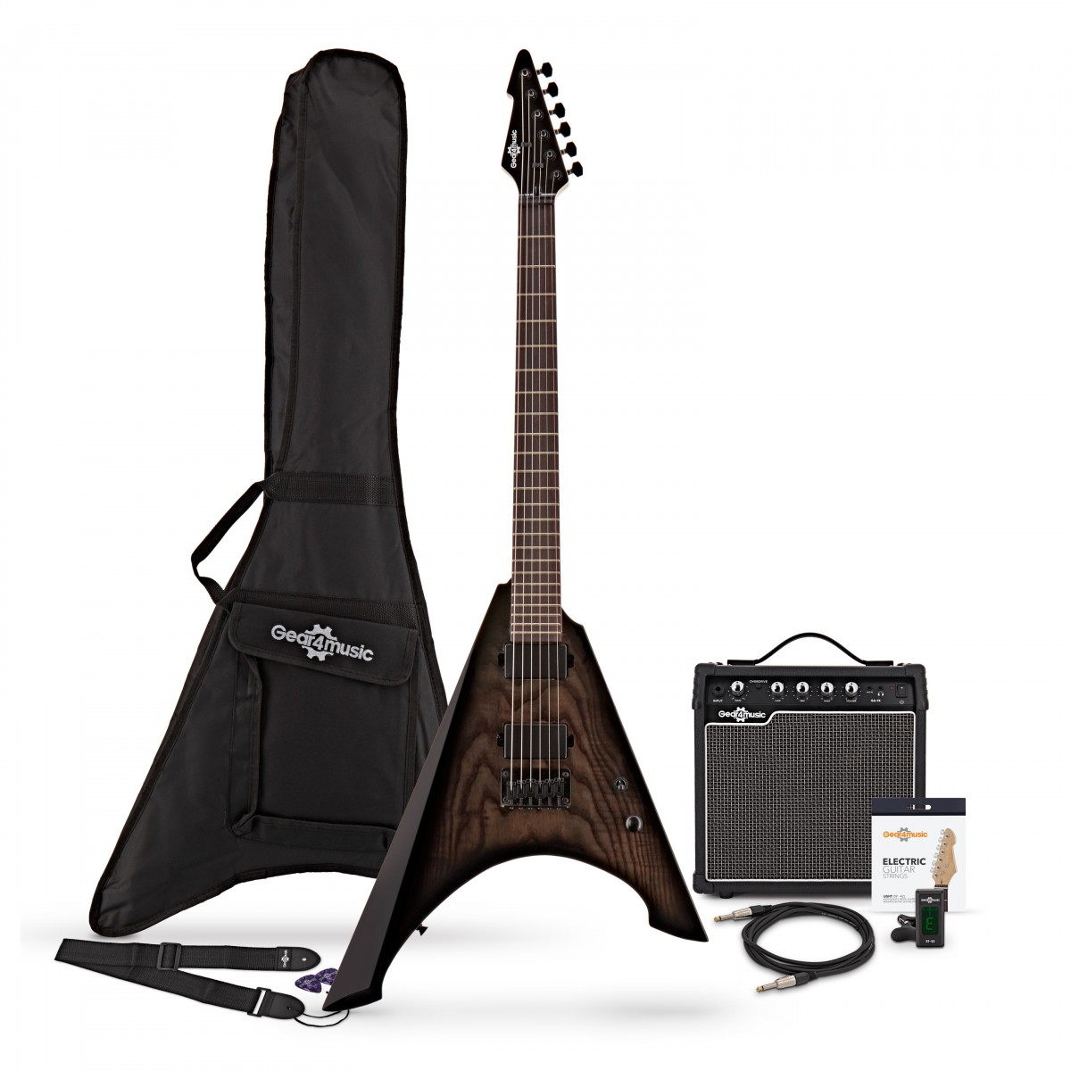 Harlem V Electric Guitar + 15W Amp Pack Trans Black