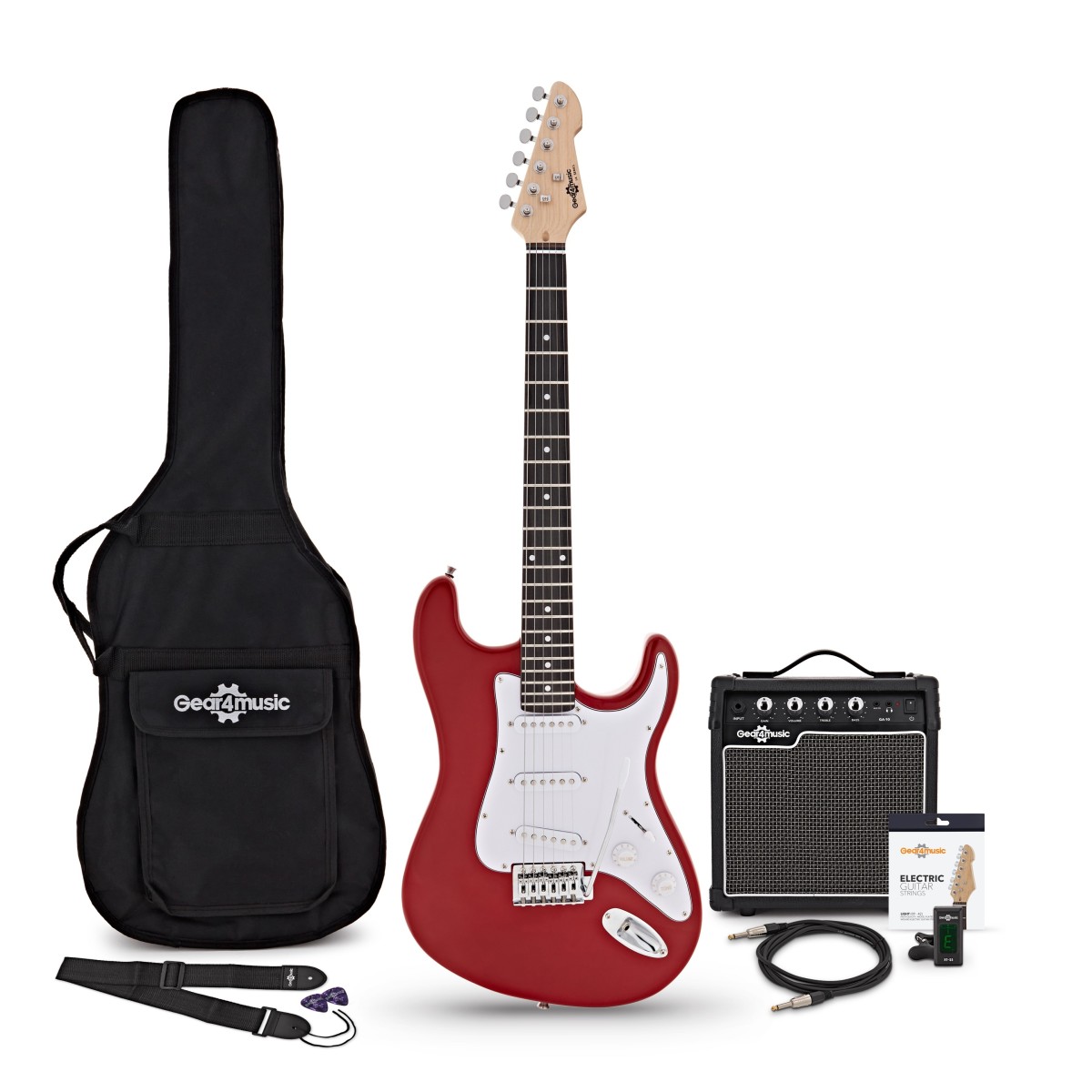 LA Electric Guitar Red 10W Guitar Amp Accessory Pack
